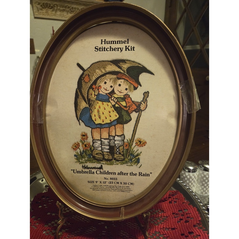 Vtg Paragon Needle Craft Hummel Stitchery Umbrella Children Kit 0364 Unseale 70s